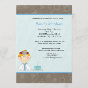 5x7 Kind Boy Doctor Birthday Party Invitation Kaart