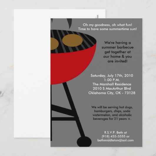 5x7 Kingof Grill Master Summer Barbecue Invitation Kaart (Voorkant / Achterkant)