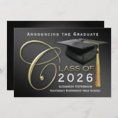 5x7 Klasse van 2025 Zwart Afstuderen Aankondiging (Voorkant / Achterkant)