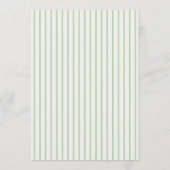 5x7" Klassieke gestreepte groene trouwtafel Menu (Achterkant)