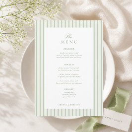 5x7" Klassieke gestreepte groene trouwtafel Menu
