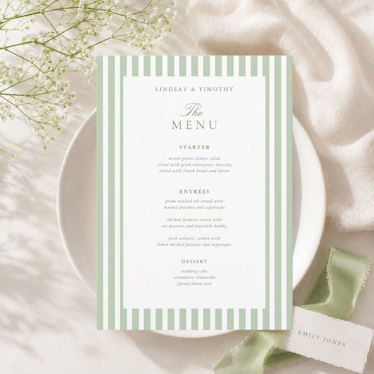 5x7" Klassieke Groene Trouwtafel Menu Kaarten
