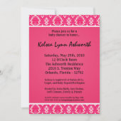 5x7 kleurrijke roze Damask Baby shower Uitnodiging (Voorkant)
