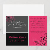 5x7 Kleurrijke Roze Vierkante Bo Verjaardag Uitnod Kaart (Voorkant / Achterkant)