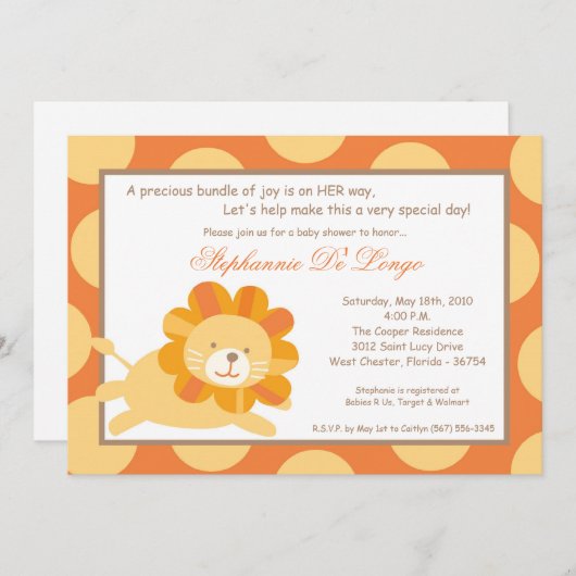 5x7 Koning van het Oerwoud Lion Baby shower Uitnod Kaart (Voorkant / Achterkant)