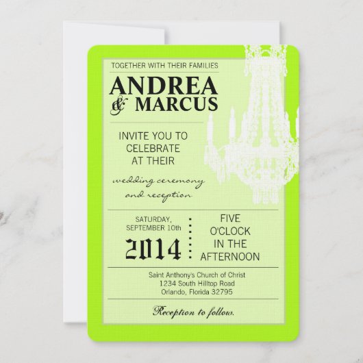 5x7 kristallen kroonluchter Glitz bruiloft uitnodi Kaart (Voorkant)