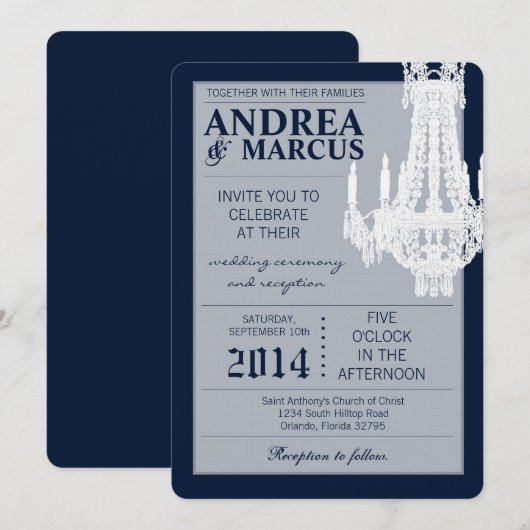 5x7 kristallen kroonluchter Glitz bruiloft uitnodi Kaart (Voorkant / Achterkant)