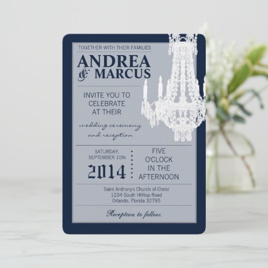 5x7 kristallen kroonluchter Glitz bruiloft uitnodi Kaart (Staand voorkant)