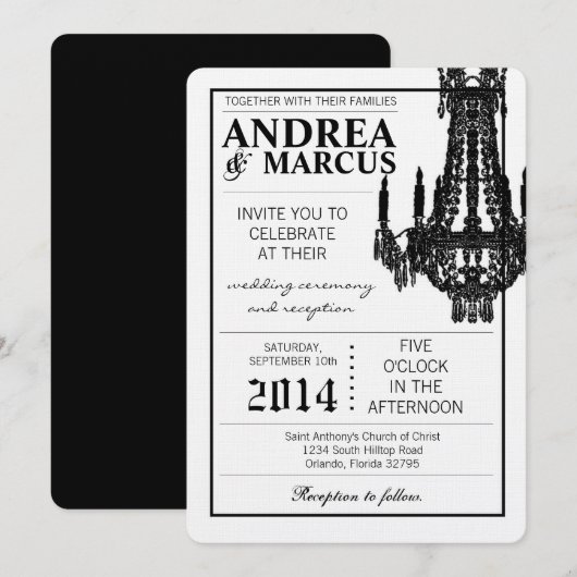 5x7 kristallen kroonluchter Glitz bruiloft uitnodi Kaart (Voorkant / Achterkant)