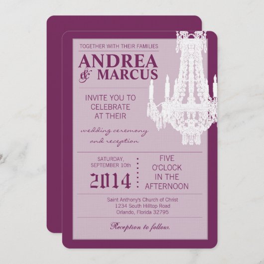 5x7 kristallen kroonluchter Glitz bruiloft uitnodi Kaart (Voorkant / Achterkant)