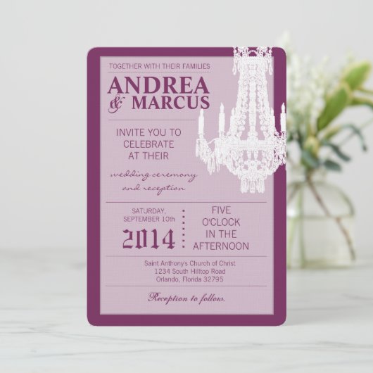 5x7 kristallen kroonluchter Glitz bruiloft uitnodi Kaart (Staand voorkant)