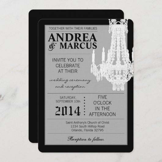 5x7 kristallen kroonluchter Glitz bruiloft uitnodi Kaart (Voorkant / Achterkant)