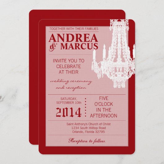 5x7 kristallen kroonluchter Glitz bruiloft uitnodi Kaart (Voorkant / Achterkant)