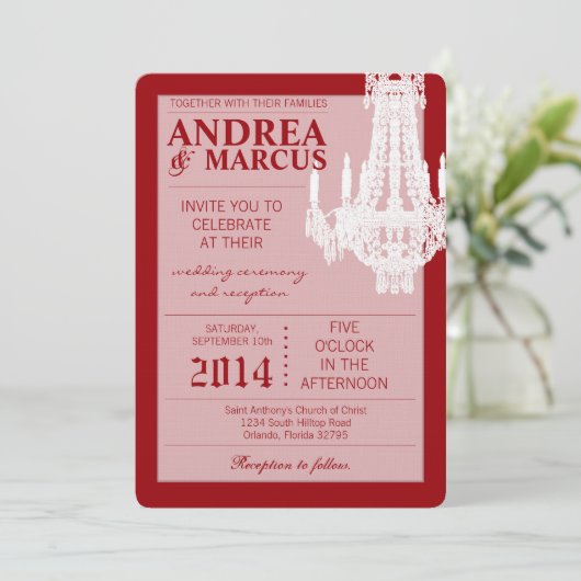 5x7 kristallen kroonluchter Glitz bruiloft uitnodi Kaart (Staand voorkant)