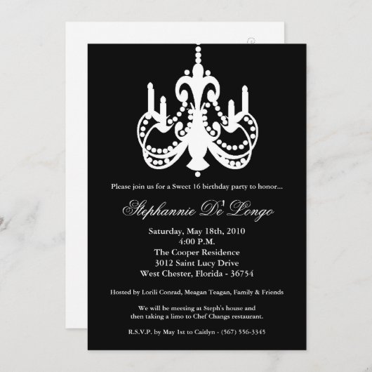 5x7 kroonluier zoet 16 Birthday Deel Uitnodiging (Voorkant / Achterkant)