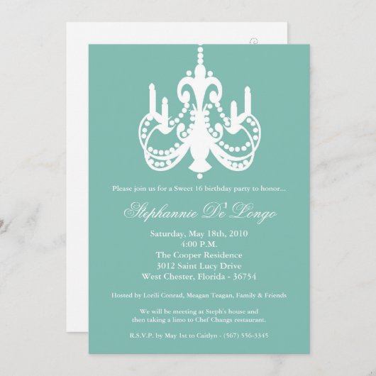 5x7 kroonluier zoet 16 Birthday Deel Uitnodiging (Voorkant / Achterkant)