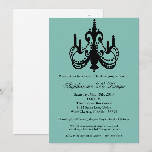 5x7 kroonluier zoet 16 Birthday Deel Uitnodiging (Voorkant / Achterkant)