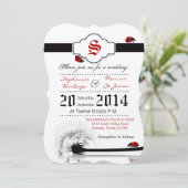 5x7 Lady Bug Dandilion Bloem Bruiloft Uitnodiging (Staand voorkant)