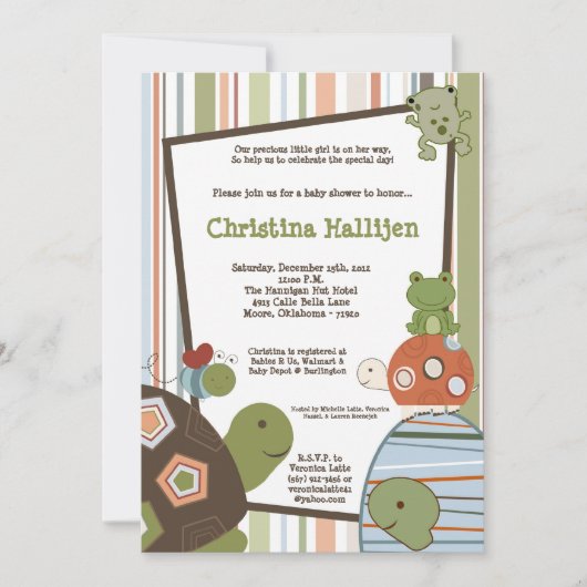 5x7 Laguna Beach Turtle Baby shower Invitation Kaart (Voorkant)