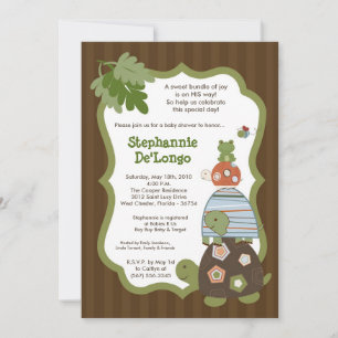 5x7 Laguna Turtle Frog Bee Baby shower Invitation Kaart