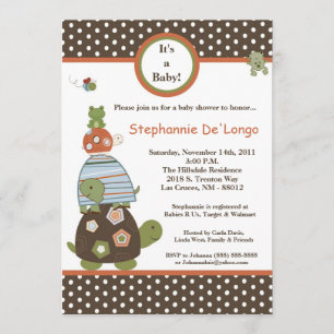 5x7 Laguna Turtle Frog Bee Baby shower Invitation Kaart