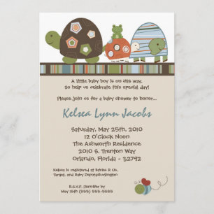 5x7 Laguna Turtle Frog Bee Baby shower Invitation Kaart