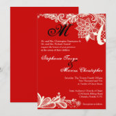 5x7 Land  Kant Rood Huwelijksuitnodiging Kaart (Voorkant / Achterkant)