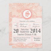 5x7 land koraal kant print bruiloft uitnodiging (Voorkant / Achterkant)