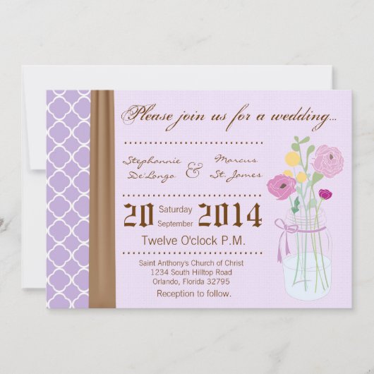 5x7 land Mason Jar Bloemen Bruiloft Uitnodiging (Voorkant)