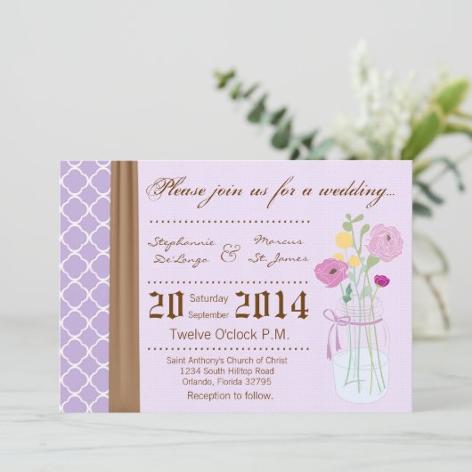 5x7 land Mason Jar Bloemen Bruiloft Uitnodiging (Staand voorkant)