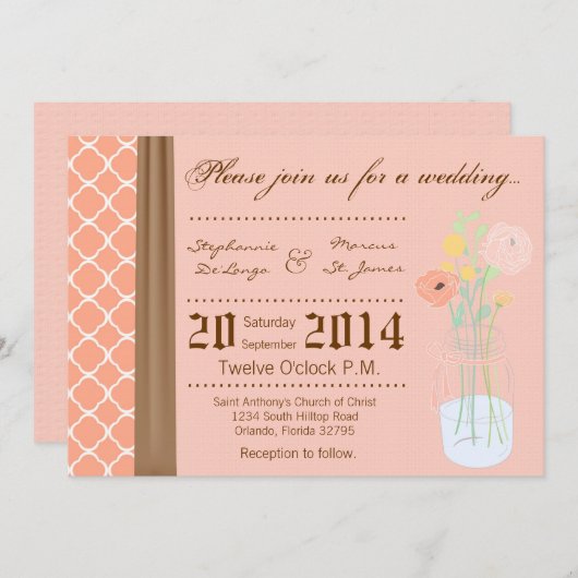 5x7 land Mason Jar Bloemen Bruiloft Uitnodiging (Voorkant / Achterkant)