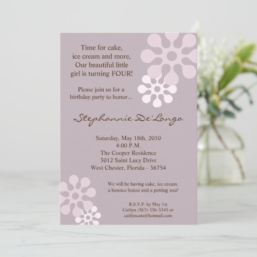 5x7 Lavendel Paarse Bloem Verjaardag Par Uitnodigi Kaart (Staand voorkant)