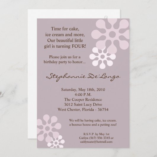 5x7 Lavendel Paarse Bloem Verjaardag Par Uitnodigi Kaart (Voorkant / Achterkant)