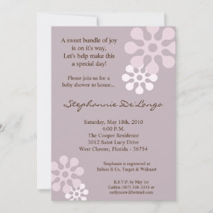 5x7 Lavender Paarse Flower Baby shower Invitation Kaart
