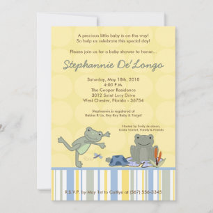 5x7 Leap Frog Turtle Bee Baby shower Invitation Kaart