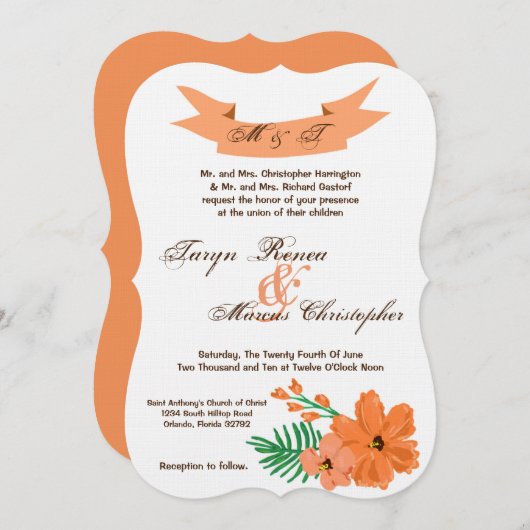 5x7 Lente Hibiscus Flower Hawa Weduwuitnodiging Kaart (Voorkant / Achterkant)