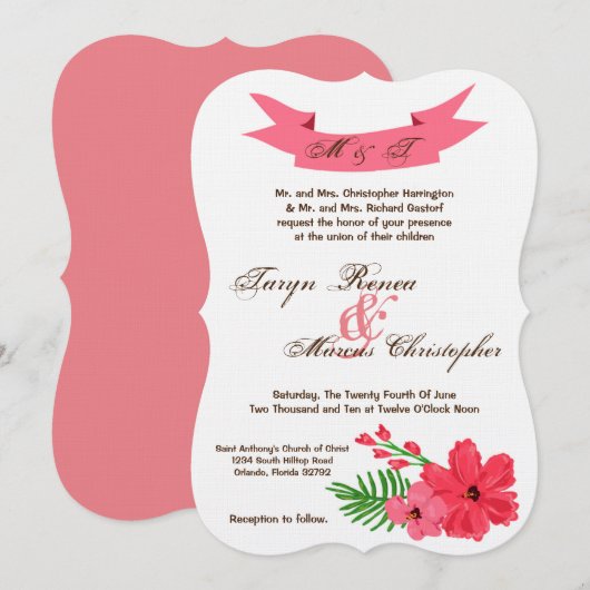 5x7 Lente Hibiscus Flower Hawa Weduwuitnodiging Kaart (Voorkant / Achterkant)