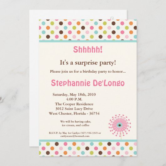 5x7 Lente Tijd Bloemen Verjaardag Uitnodiging (Voorkant / Achterkant)