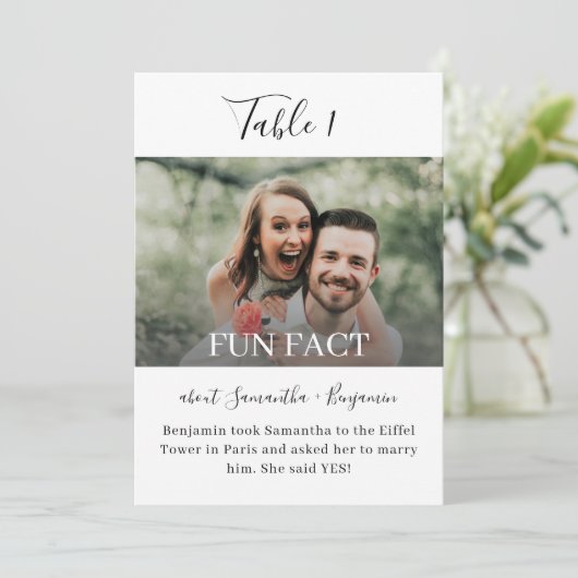 5x7 Leuke Feiten Foto Bruiloft Tafelnummers (Staand voorkant)
