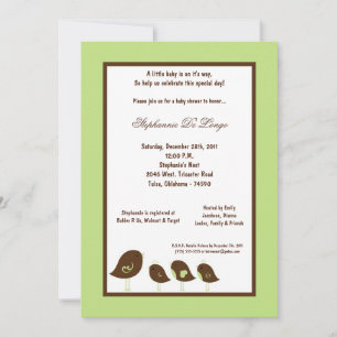 5x7 licht groen vogeltje Baby shower Kaart