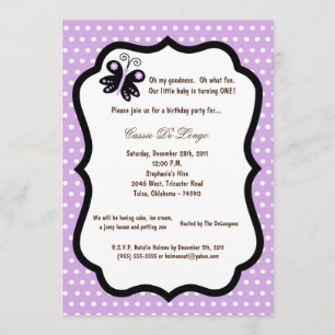 5x7 Licht Paarse Butterfly Birthday Party nodigt u Kaart