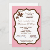 5x7 Licht Roze Butterfly Baby shower Kaart (Voorkant / Achterkant)