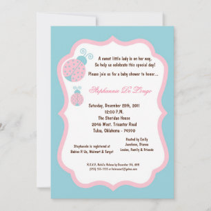 5x7 Lichtblauw Lady Bug Baby shower Kaart