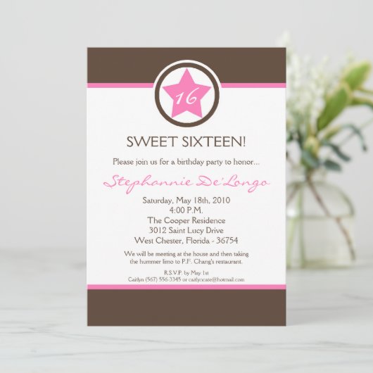 5x7 Lichtroze Rock Star Verjaardag Party Uitnodigi Kaart (Staand voorkant)