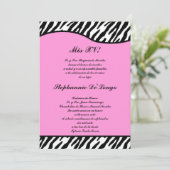 5x7 Lichtroze Zebra Quinceanera Party Uitnodigen Kaart (Staand voorkant)