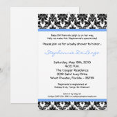 5x7 Light Blue Black Damask Baby shower Invitation Kaart (Voorkant / Achterkant)