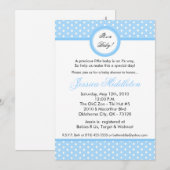 5x7 Light Blue Polka Dot Baby shower Invitation Kaart (Voorkant / Achterkant)