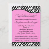 5x7 Light Pink Zebra Print Baby shower Uitnodiging (Voorkant)