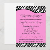 5x7 Light Pink Zebra Print Baby shower Uitnodiging (Voorkant / Achterkant)