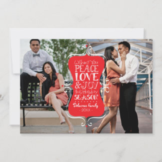 5x7 Lijst voor vrede, liefde en vreugde 2-fotokaar Feestdagenkaart